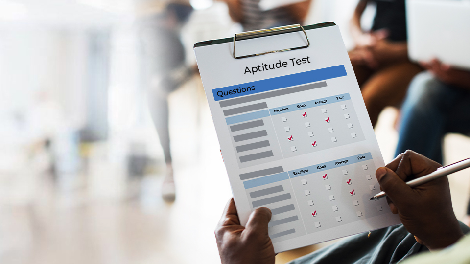 Picture displaying conduct of online Aptitude test for interviews